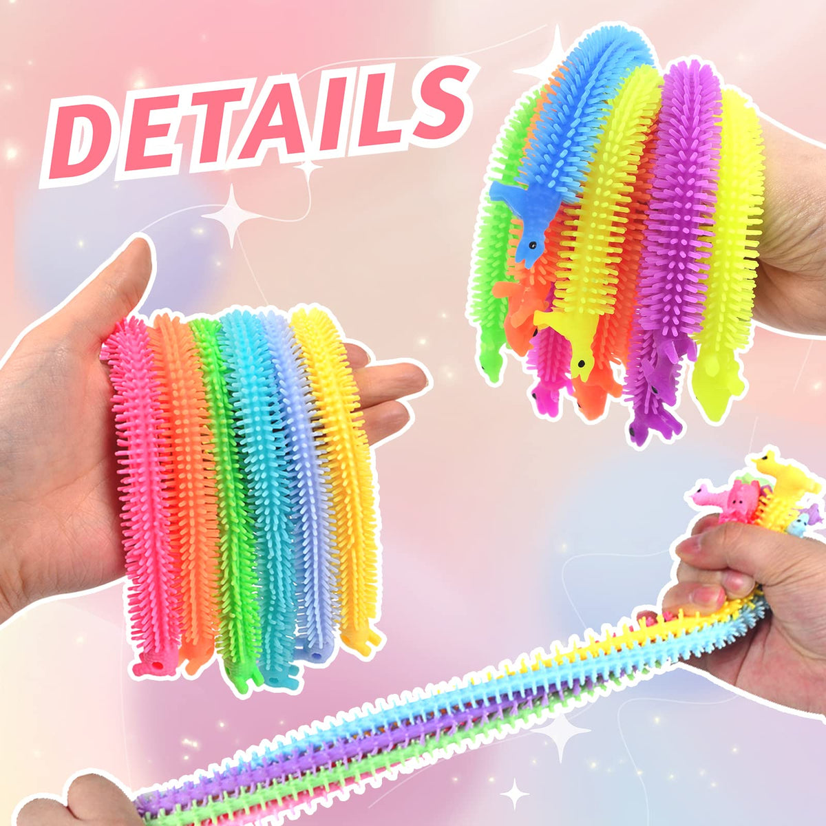 Juuxncgv 20 PCS Stretchy Fidget Toy – Colorful Stress Relief Strings for Kids & Adults