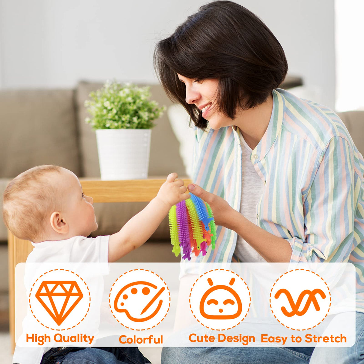 Juuxncgv 20 PCS Stretchy Fidget Toy – Colorful Stress Relief Strings for Kids & Adults