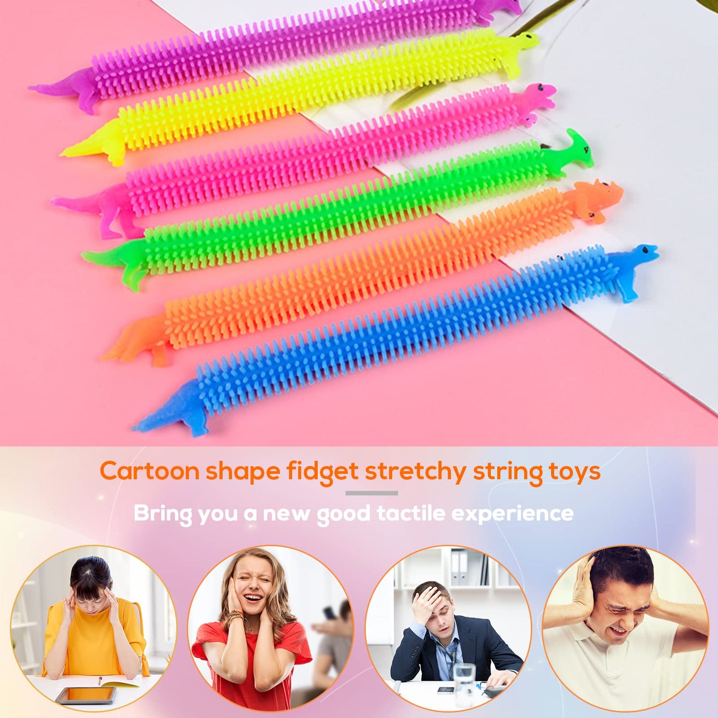 Juuxncgv 20 PCS Stretchy Fidget Toy – Colorful Stress Relief Strings for Kids & Adults