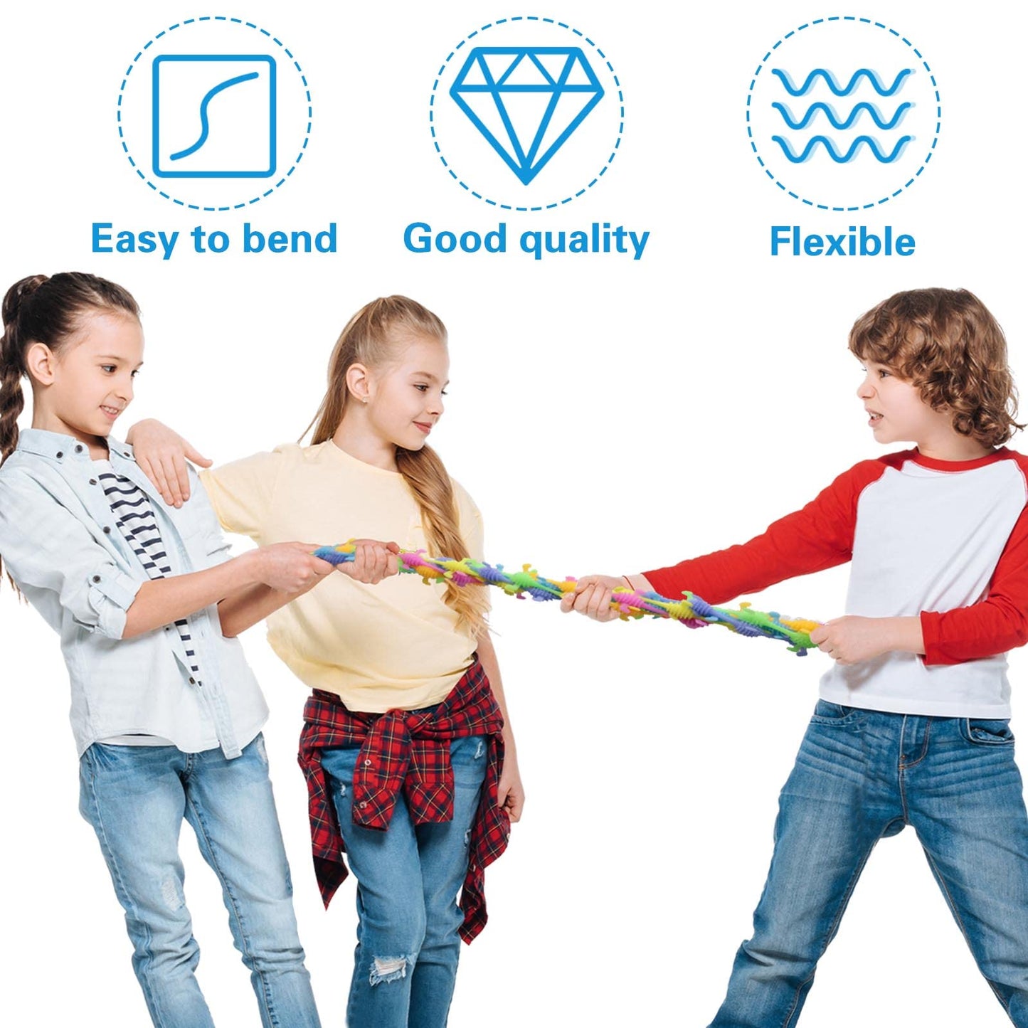 Juuxncgv 12 Pack Stretchy Fidget Toys – Colorful Sensory Strings for Focus and Calm
