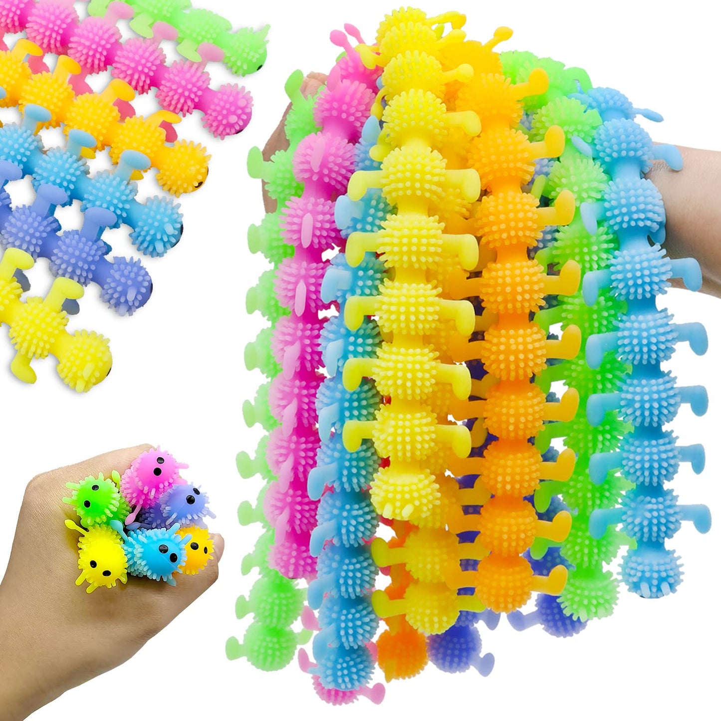 Juuxncgv 12 Pack Stretchy Fidget Toys – Colorful Sensory Strings for Focus and Calm
