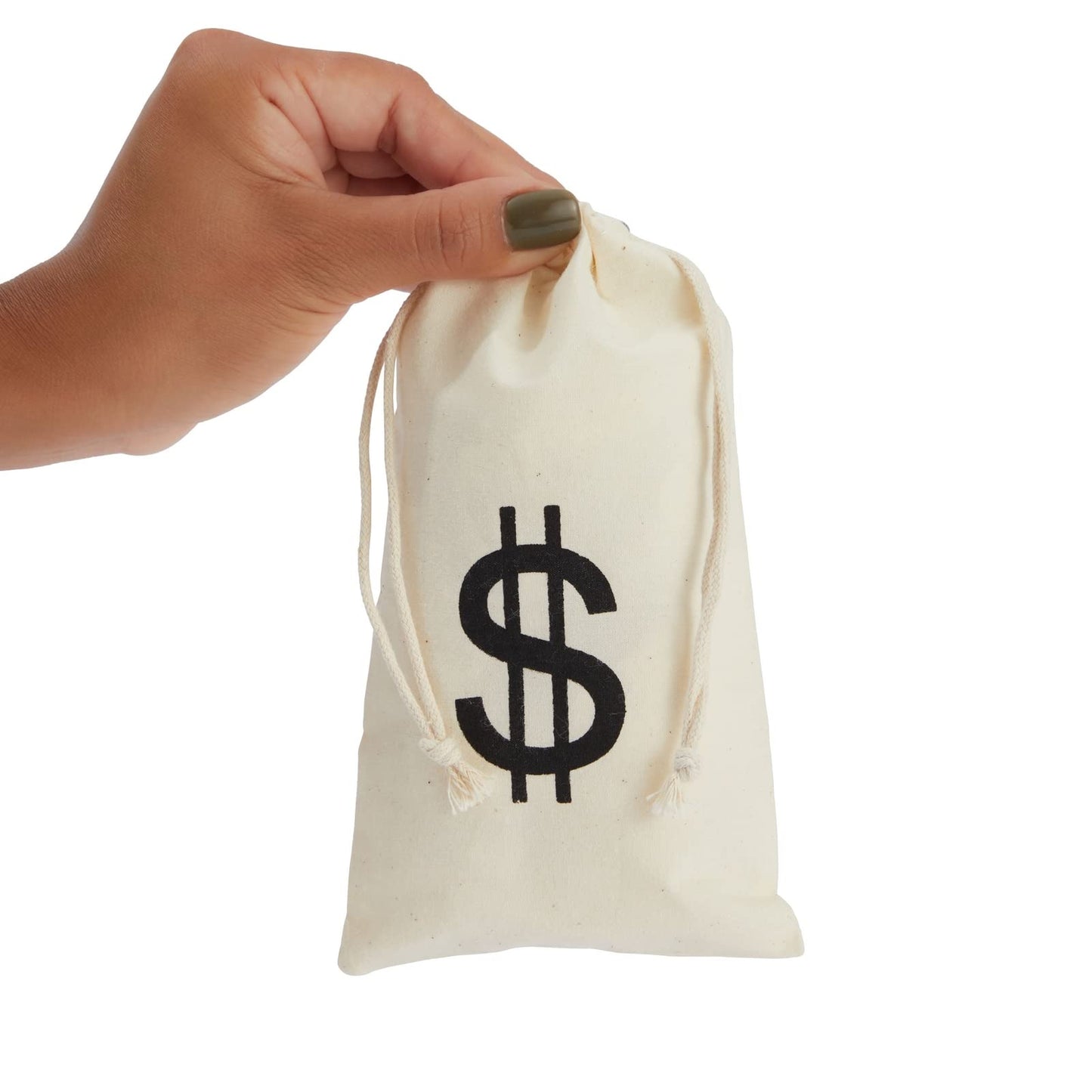 Juvale Money Bags Canvas Drawstring Pouches — 12 Pack (4.3 x 7 in) Beige