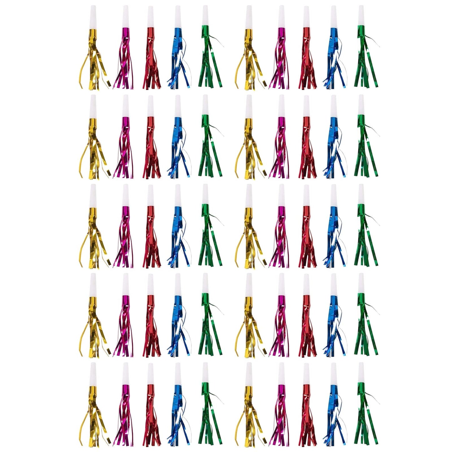 Juvale Party Noise Makers & Horns – 50-Pack Bulk Multicolor Blowers for Celebrations