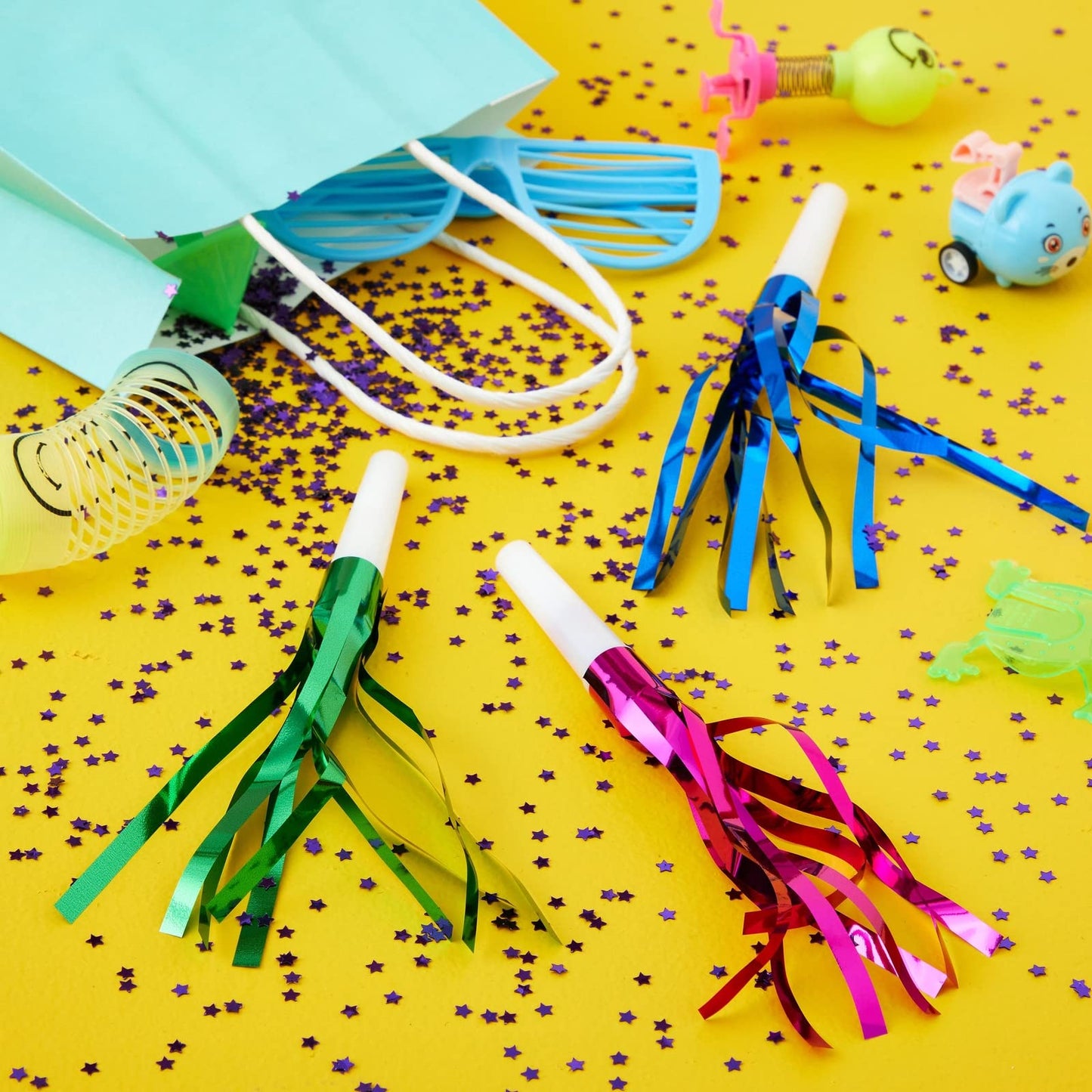 Juvale Party Noise Makers & Horns – 50-Pack Bulk Multicolor Blowers for Celebrations
