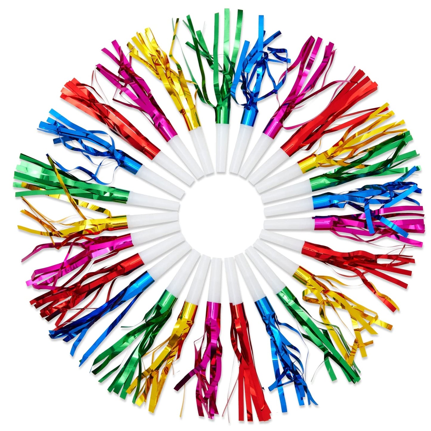 Juvale Party Noise Makers & Horns – 50-Pack Bulk Multicolor Blowers for Celebrations