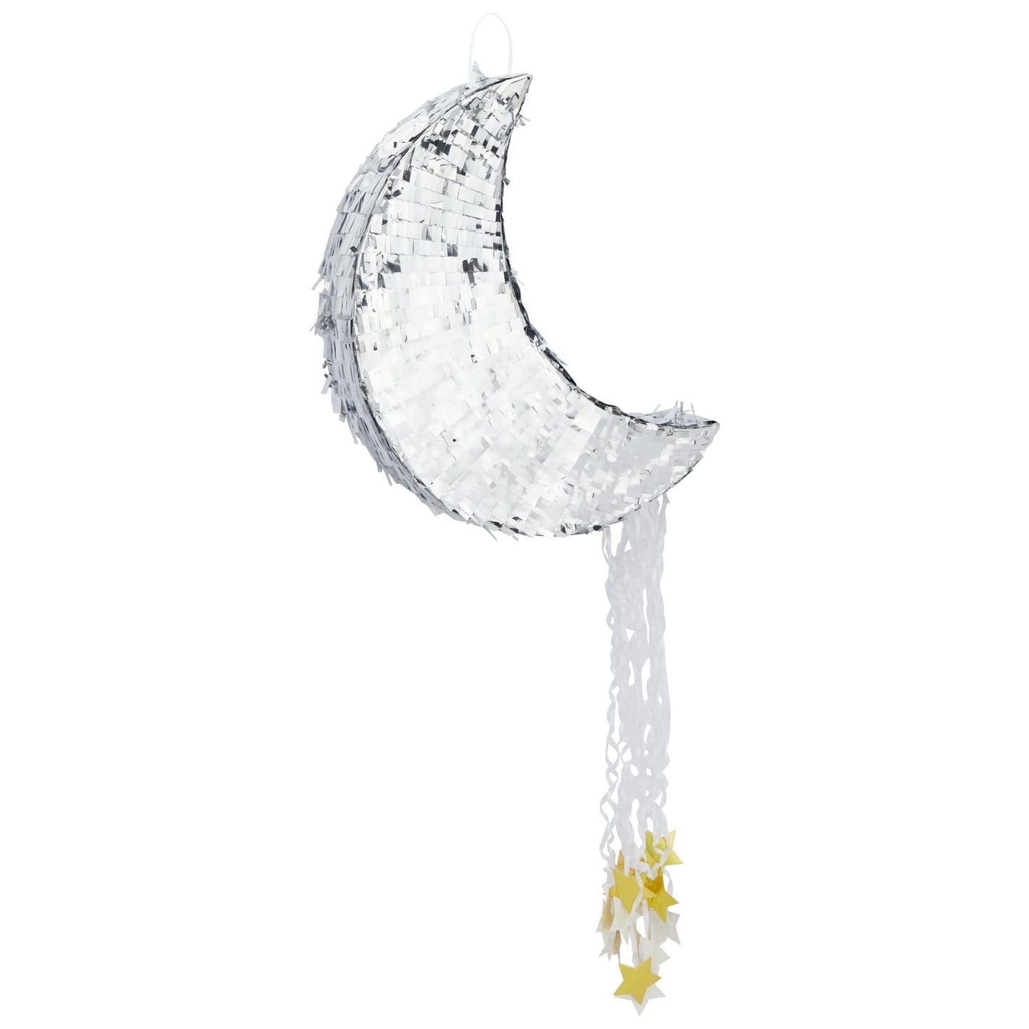 Juvale Pull String Moon Pinata – Silver Foil Crescent 17x11x3 in for Baby Showers & Birthdays