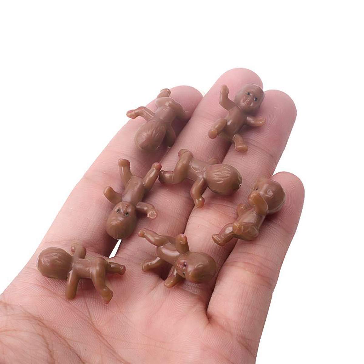 JUXINGDAZYF 60 Mini Plastic Baby Dolls, 1-Inch Dark Brown - Party Favors & Baby Shower Decor
