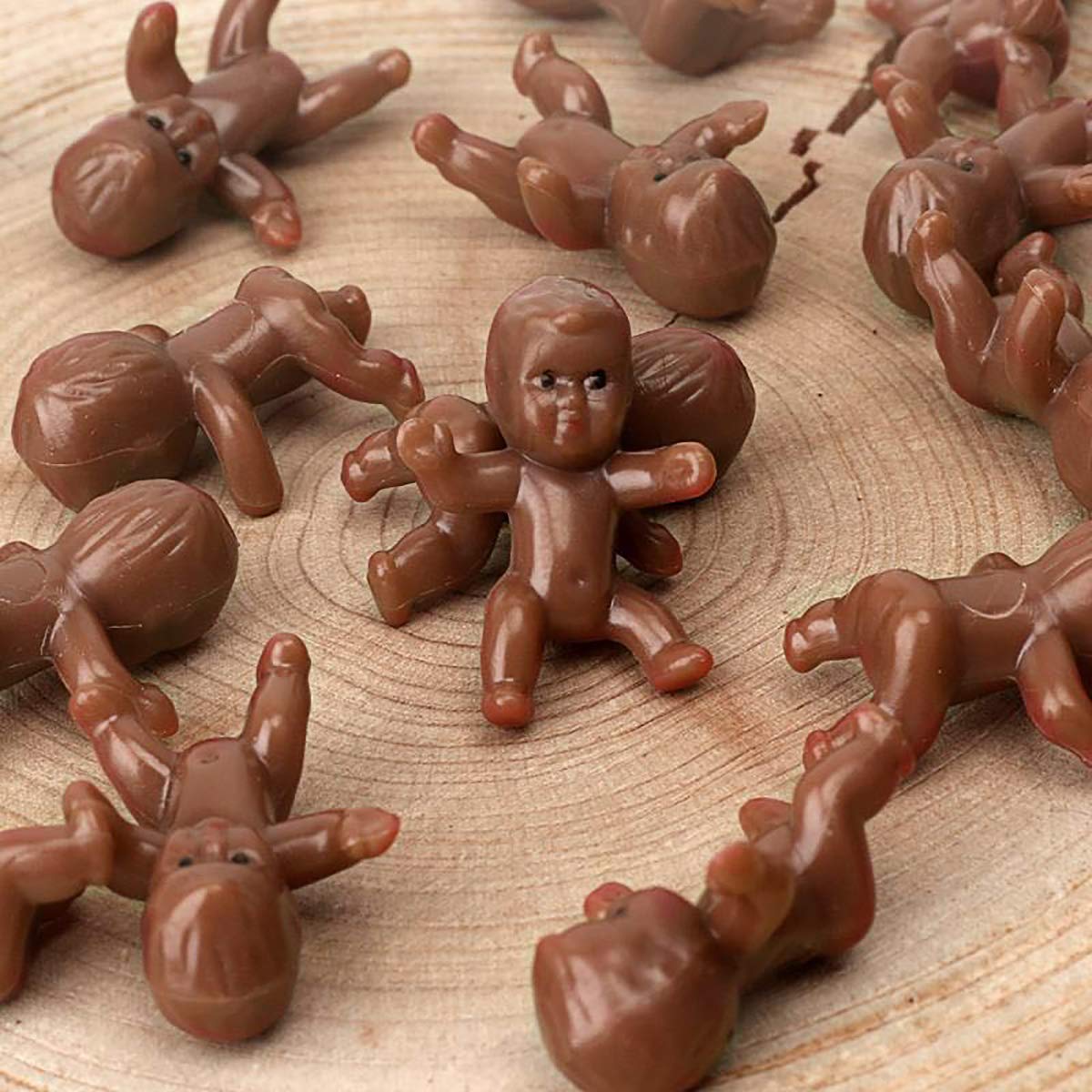 JUXINGDAZYF 60 Mini Plastic Baby Dolls, 1-Inch Dark Brown - Party Favors & Baby Shower Decor
