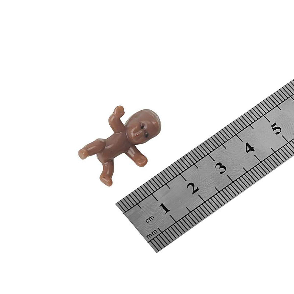 JUXINGDAZYF 60 Mini Plastic Baby Dolls, 1-Inch Dark Brown - Party Favors & Baby Shower Decor