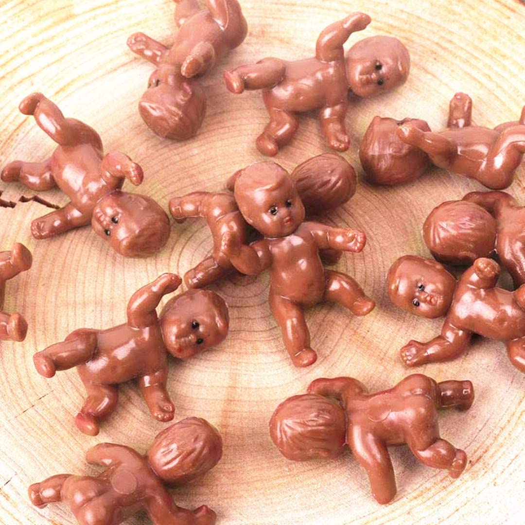JUXINGDAZYF 36-Piece King Cake Babies – 1.2-Inch Mini Plastic Babies for Baby Shower, Ice Cubes, and Party Decor (Black)