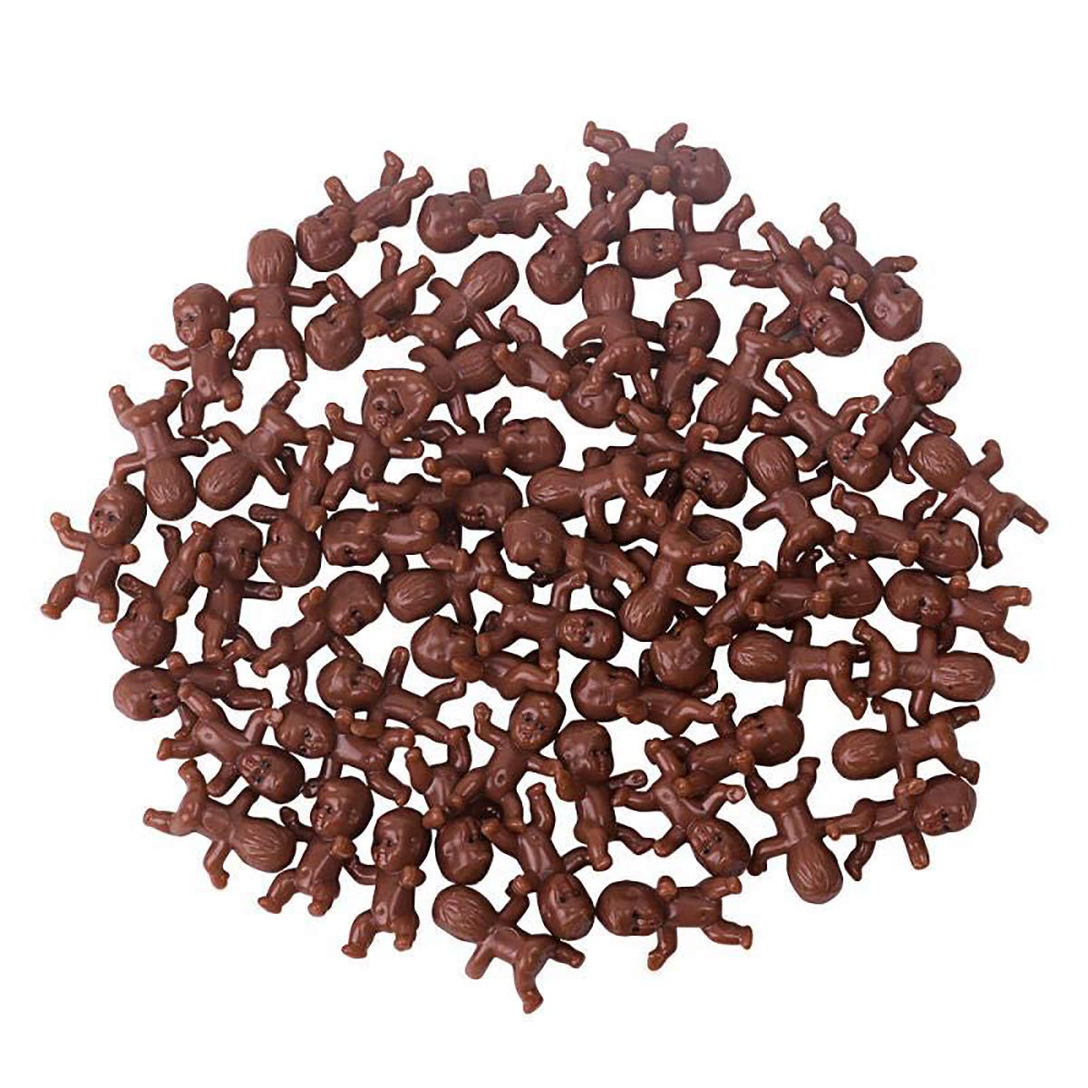 JUXINGDAZYF 60 Mini Plastic Baby Dolls, 1-Inch Dark Brown - Party Favors & Baby Shower Decor