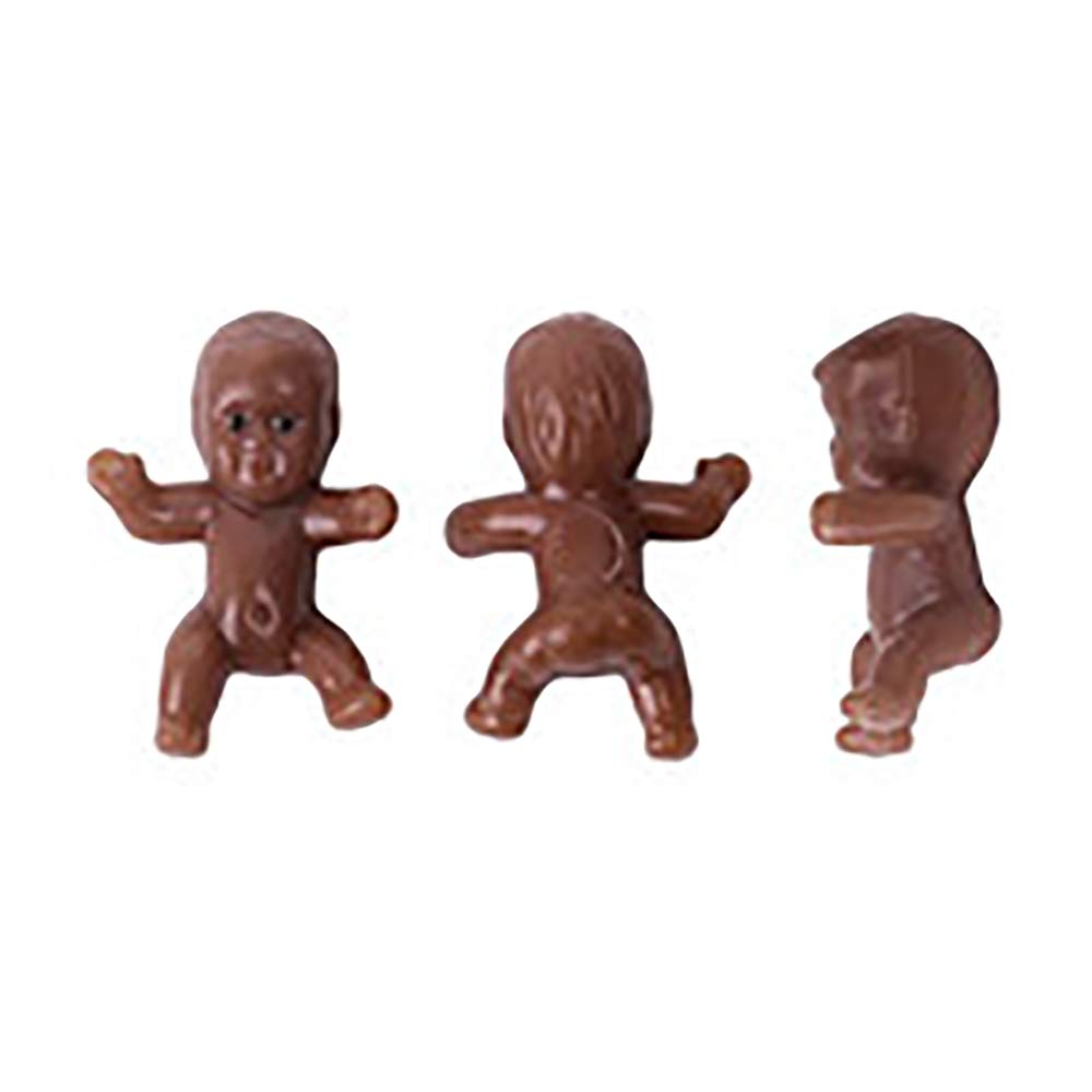 JUXINGDAZYF 60 Mini Plastic Baby Dolls, 1-Inch Dark Brown - Party Favors & Baby Shower Decor