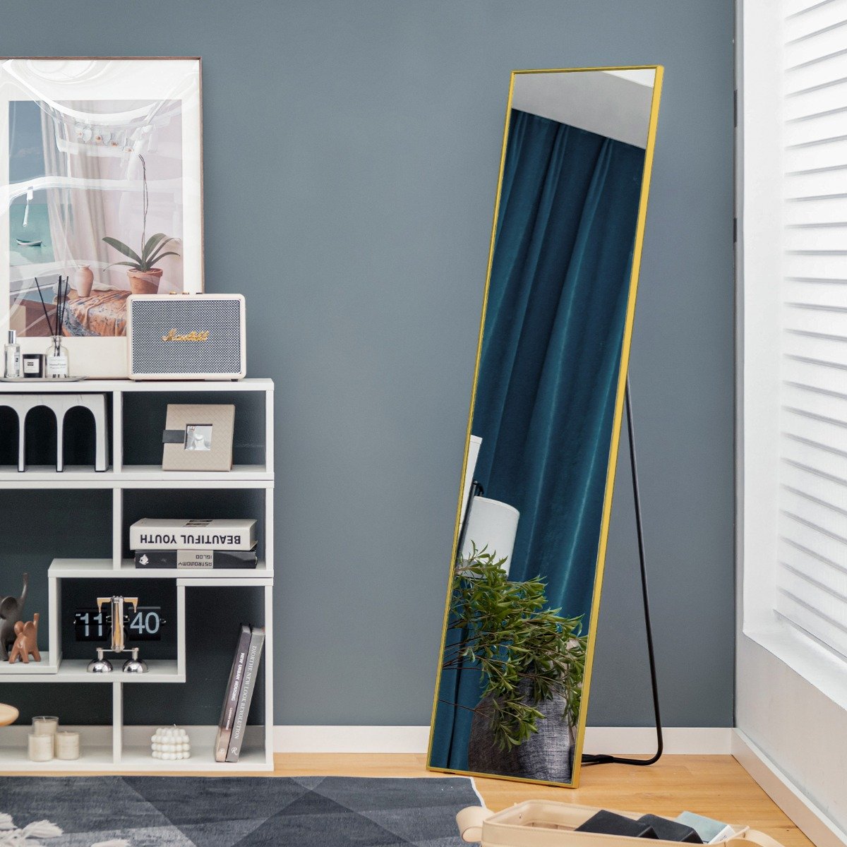 160 x 40cm Full Length Mirror with Shatter-proof Glass-Black