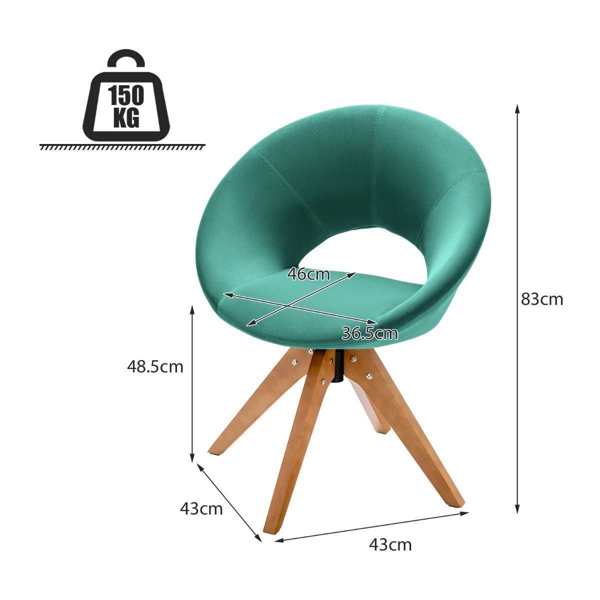 360° Swivel Velvet Accent Chair for Living Room, Bedroom and Office-Blue
