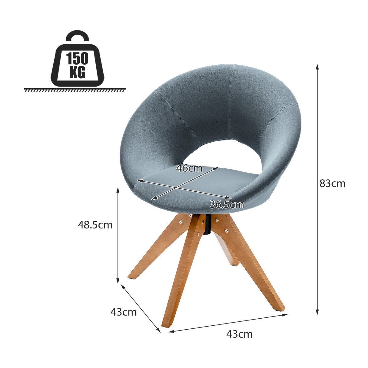 360° Swivel Velvet Accent Chair for Living Room, Bedroom and Office-Blue