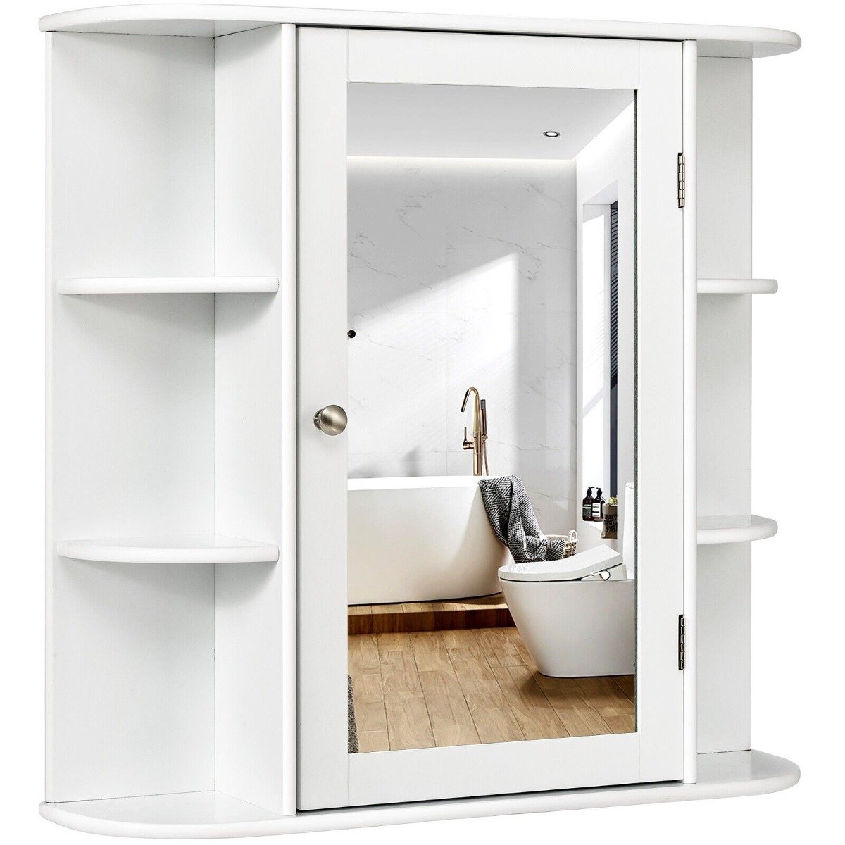 3-Tier Mirrored Wall Mounted Bathroom Cabinet-Grey