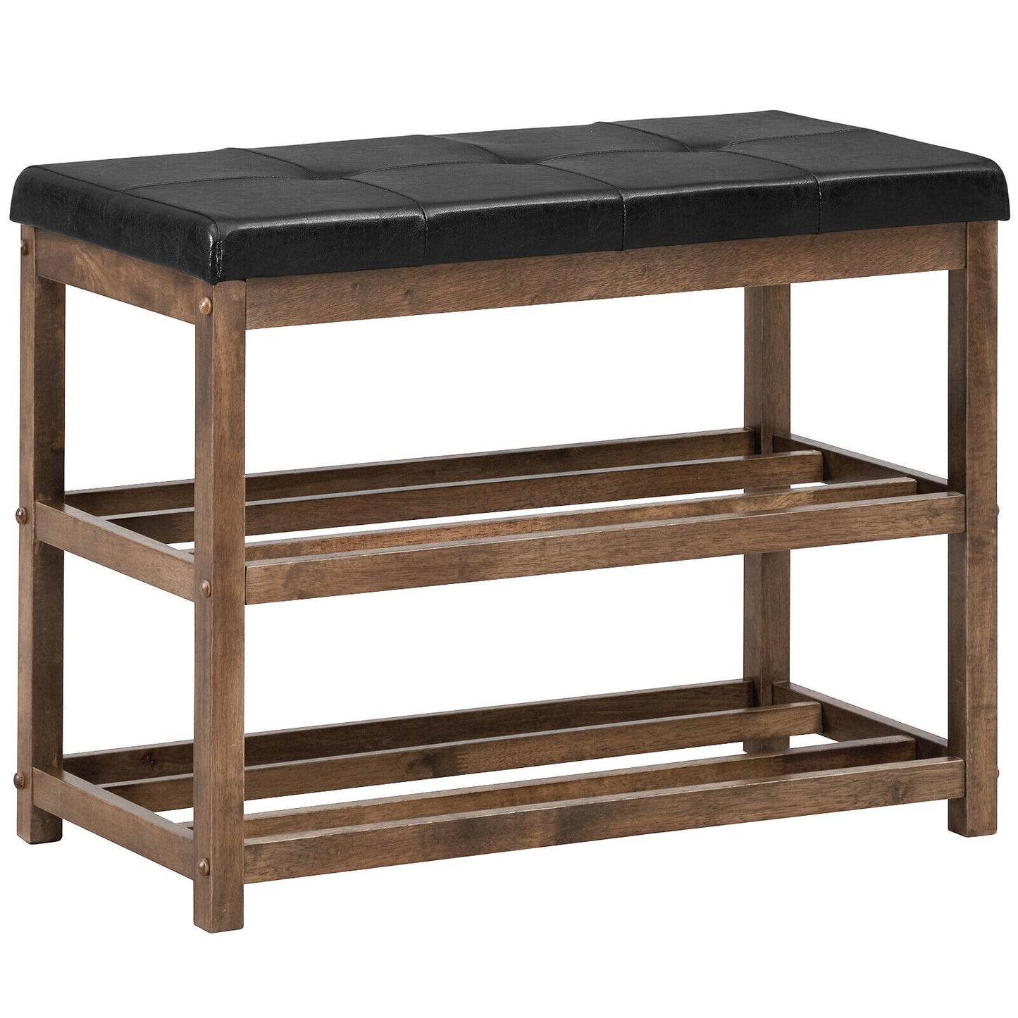 3 Tiers Shoe Storage Bench with Cushioned Seat-White