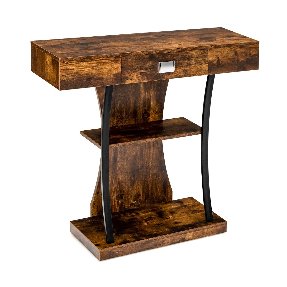 T-Shaped Console Table for Small Space-Black