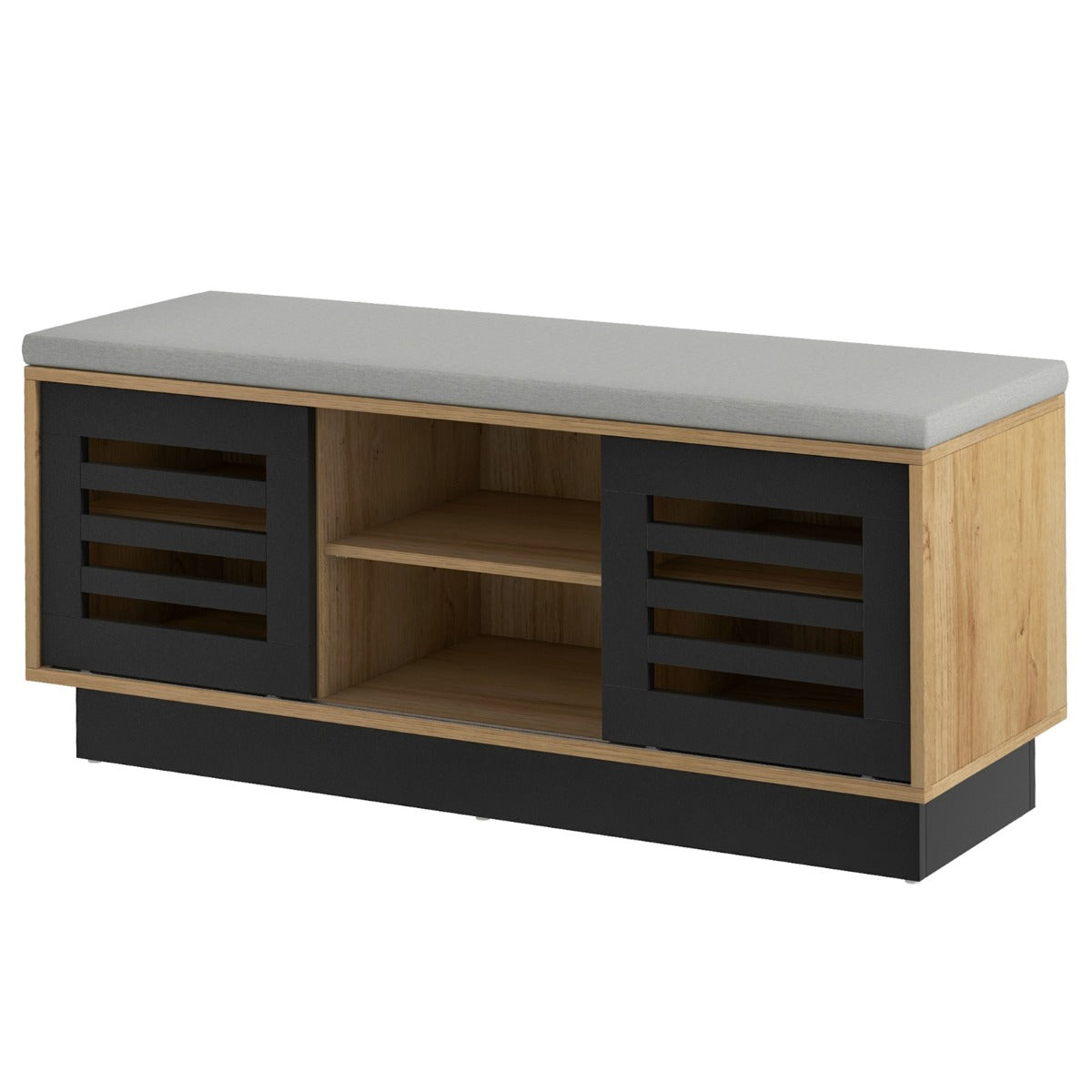 Shoe Bench with 6 Storage Compartments and 3 Adjustable Shelves and Cushion-Dark Grey