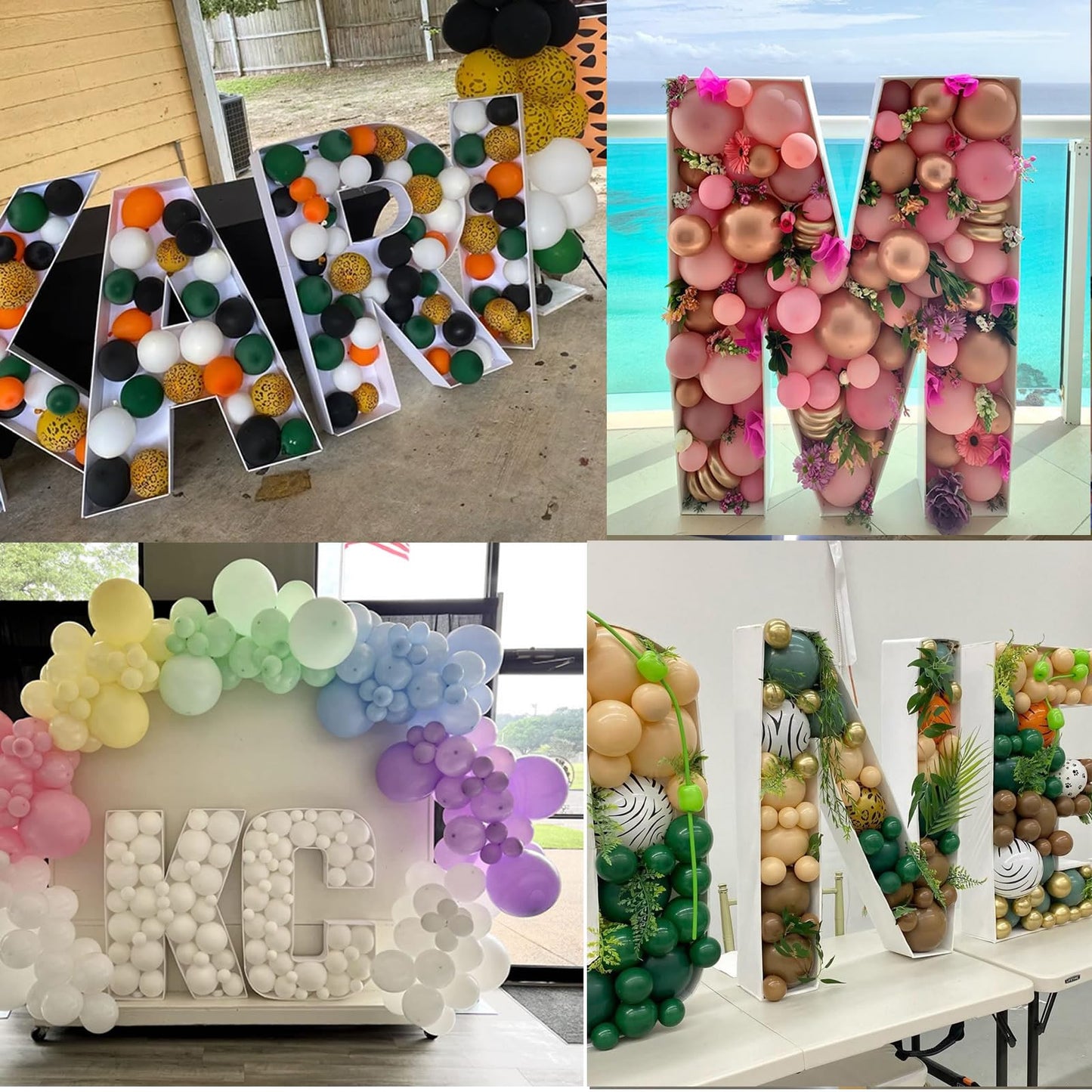 JW Passion 3ft Mosaic Balloon Frame Letters DIY Kit – Large Backdrop Decor for Parties