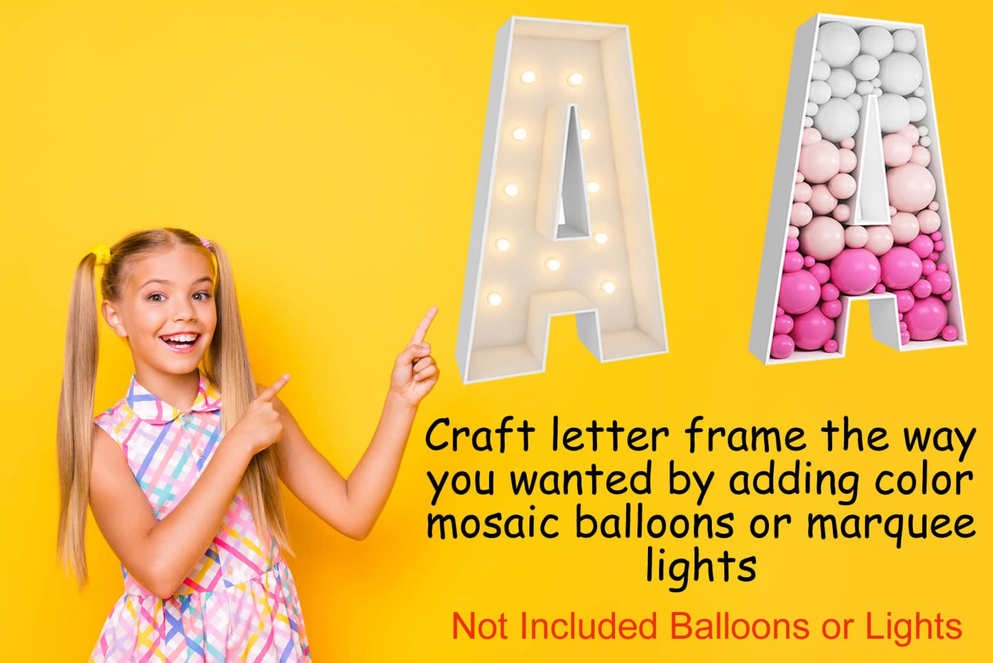 JW Passion 3ft Mosaic Balloon Frame Letters DIY Kit – Large Backdrop Decor for Parties