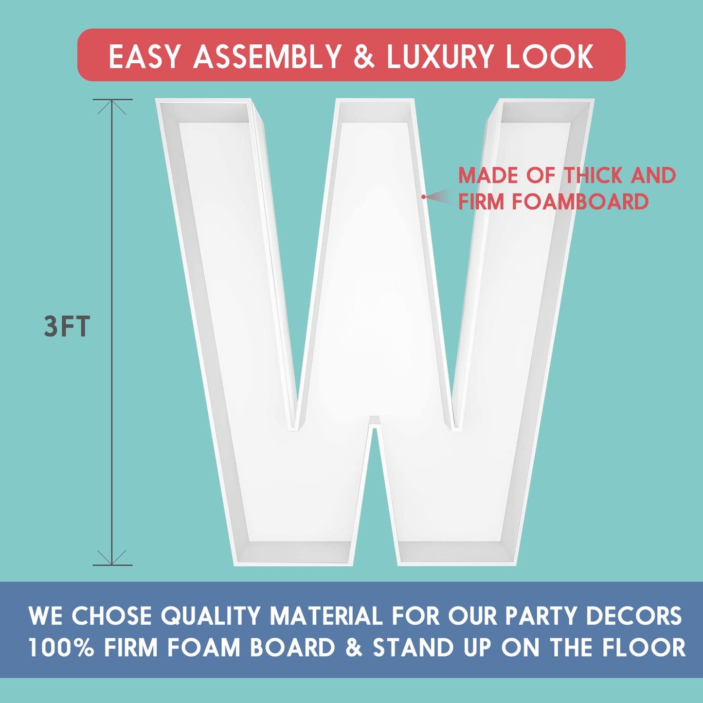 JW Passion 3ft Mosaic Balloon Frame Letters DIY Kit – Large Backdrop Decor for Parties