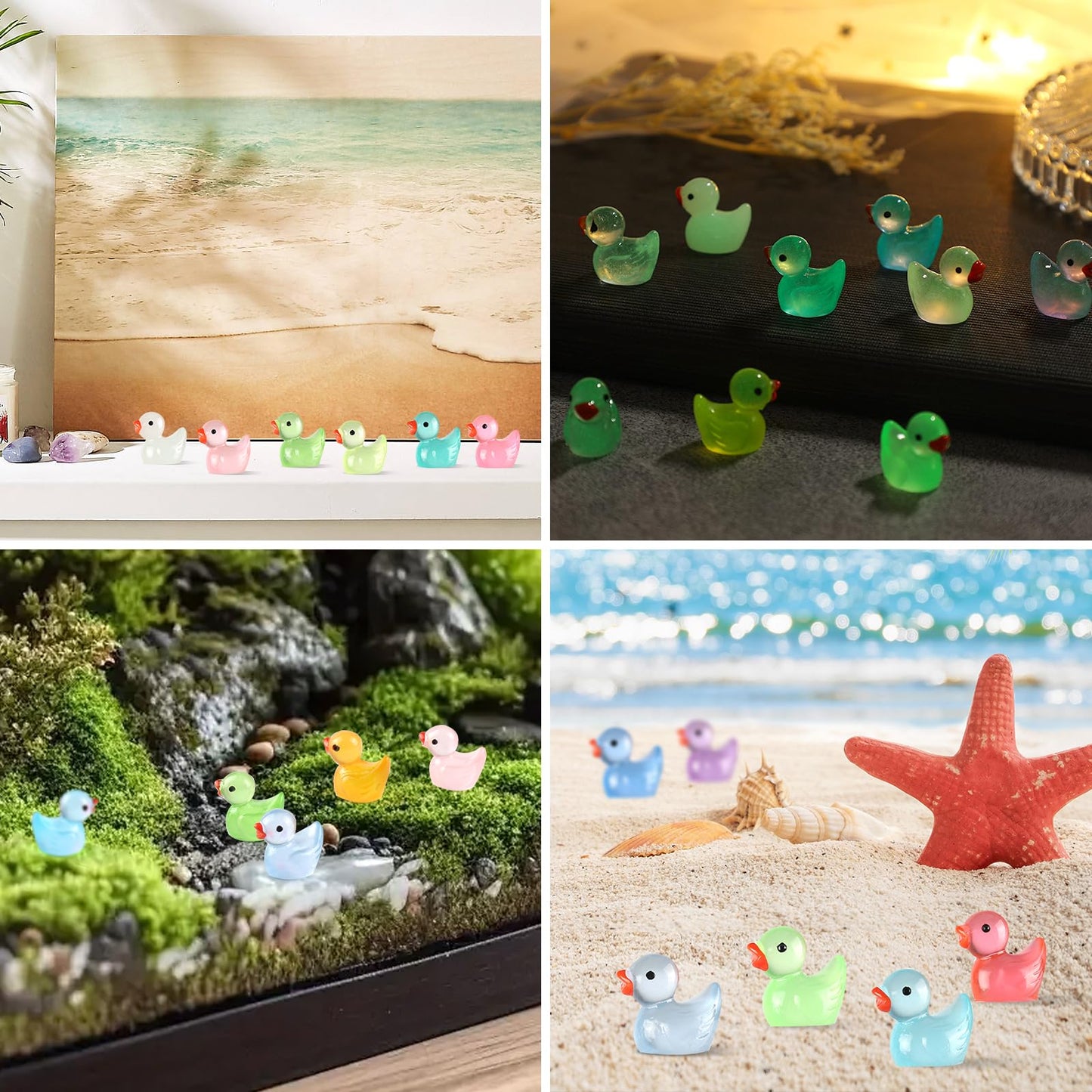 JWAJWY Glow-in-the-Dark Resin Mini Ducks – 100 Pack, 20 Colors | Garden, Aquarium & DIY Decor