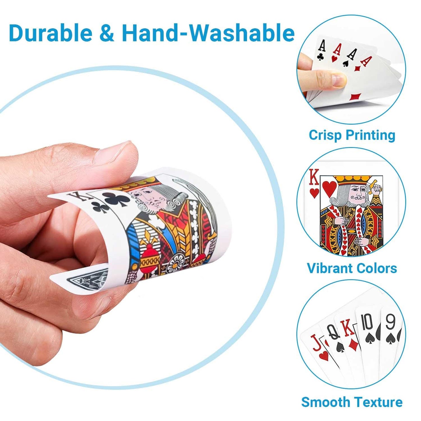 JWENUPDE Waterproof Plastic Playing Cards 2 Pack - Red and Black Poker Cards