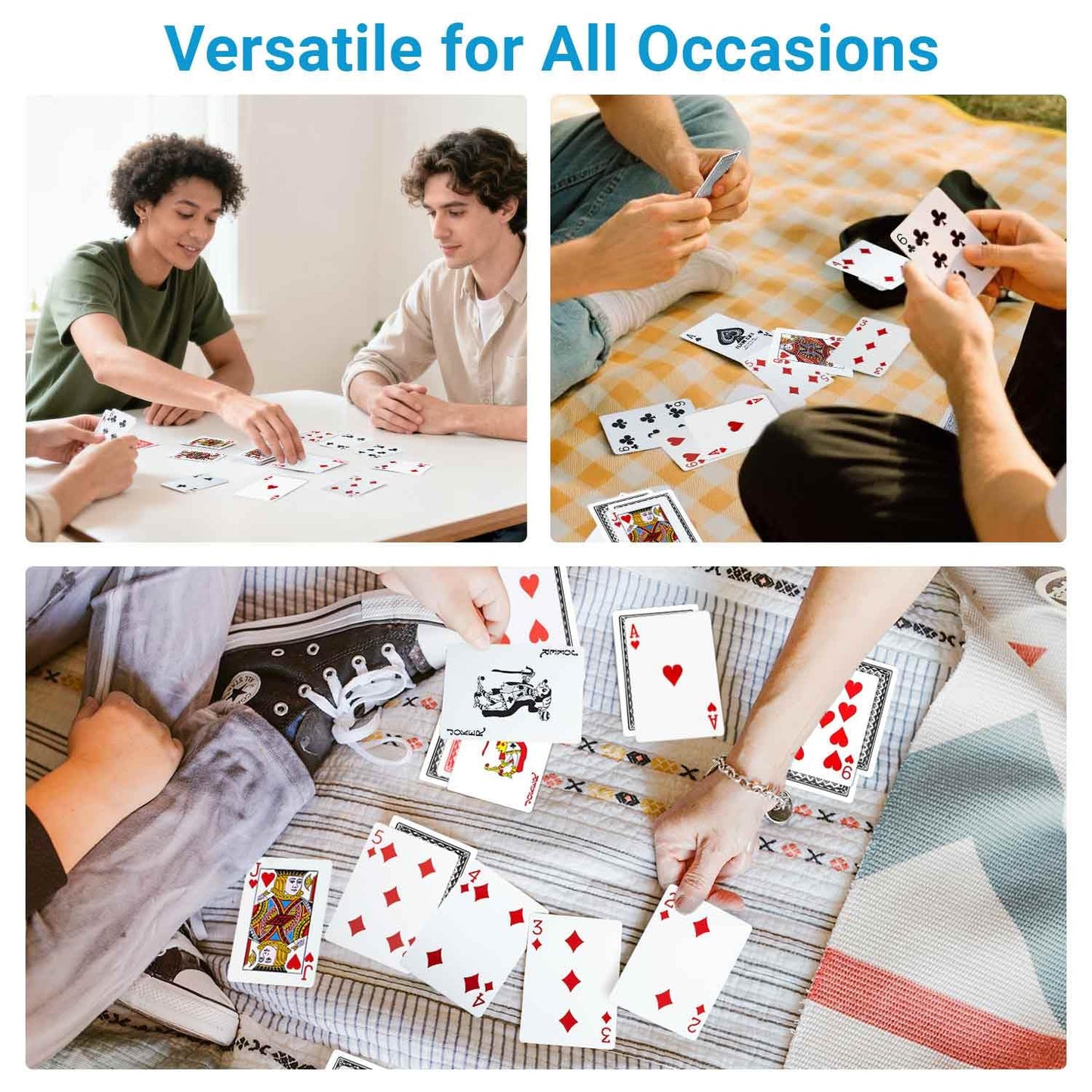 JWENUPDE Waterproof Plastic Playing Cards 2 Pack - Red and Black Poker Cards
