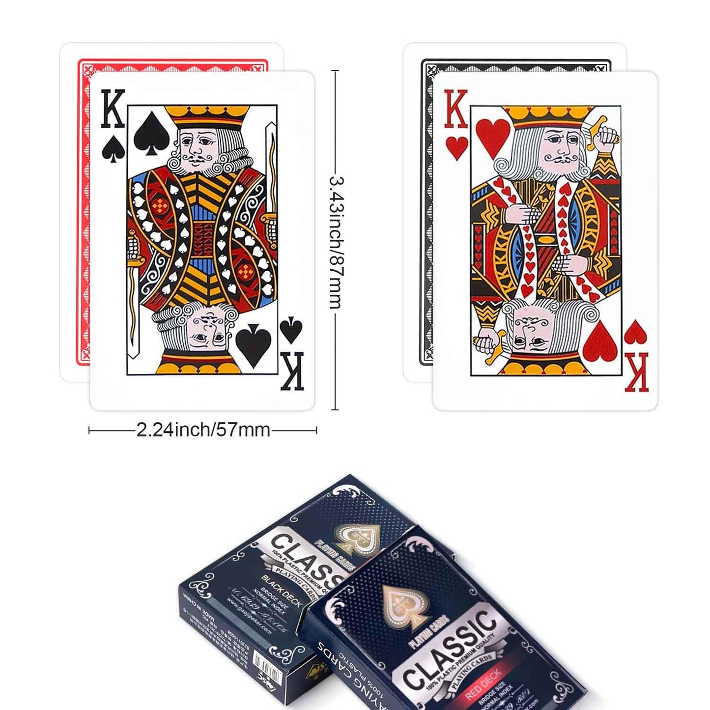 JWENUPDE Waterproof Plastic Playing Cards 2 Pack - Red and Black Poker Cards