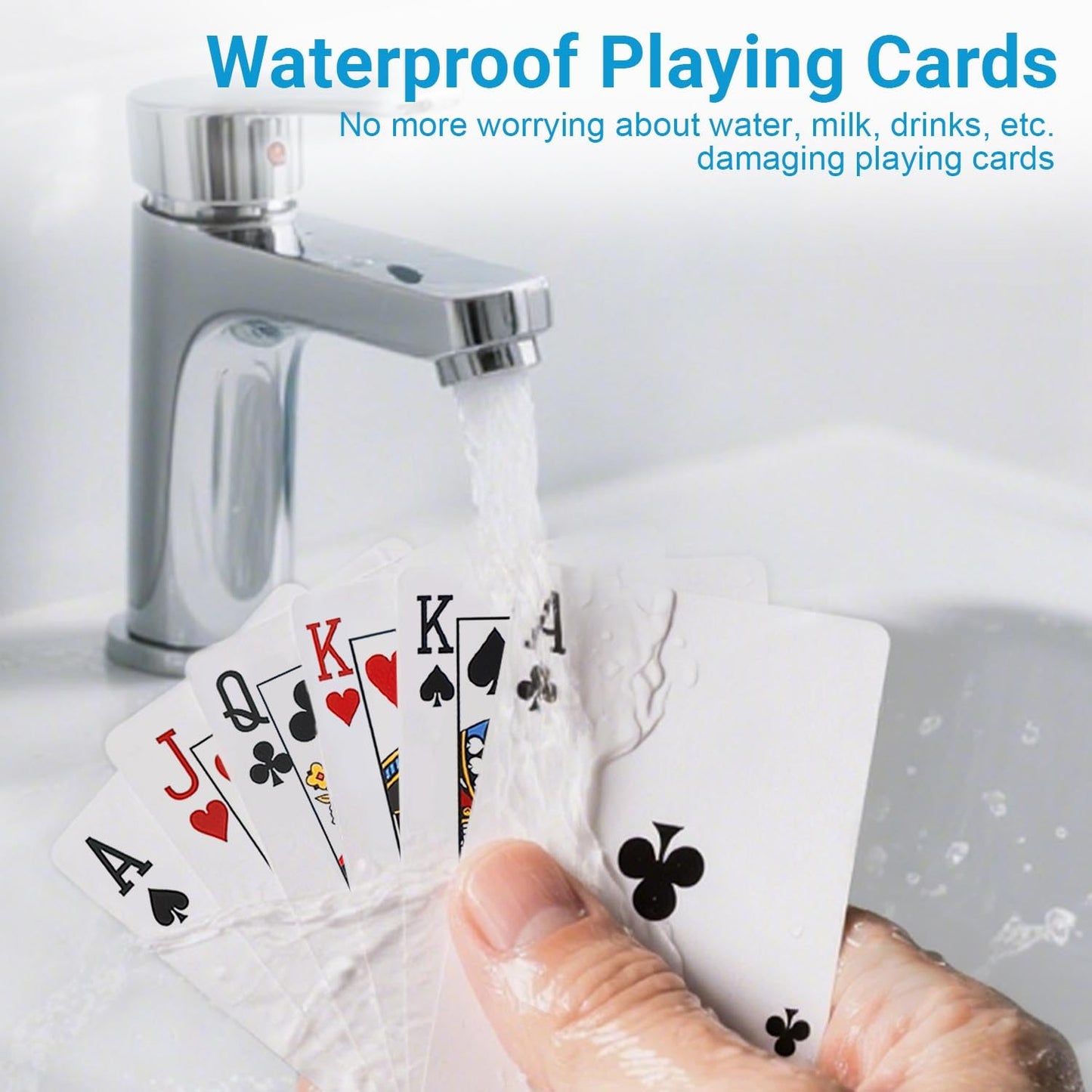JWENUPDE Waterproof Plastic Playing Cards 2 Pack - Red and Black Poker Cards