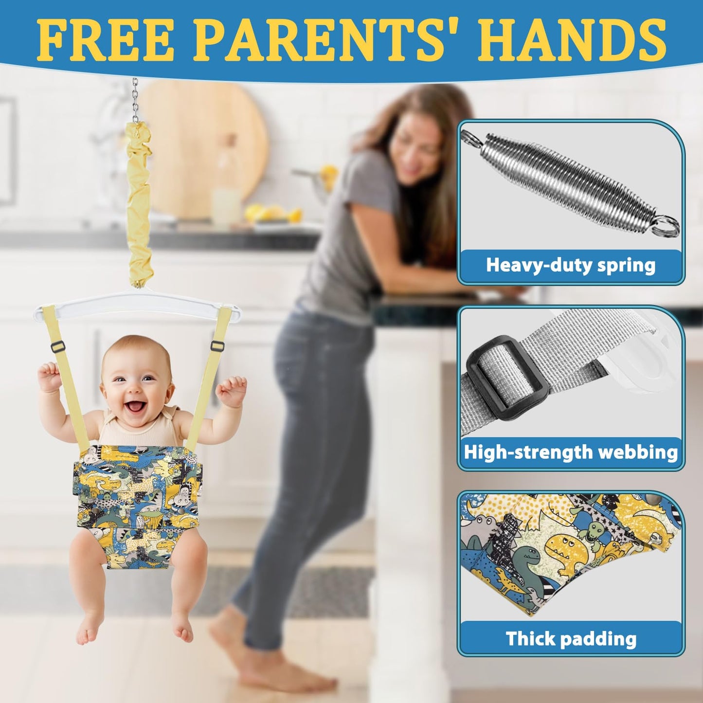 JWPEHOE 2-in-1 Toddler Swing & Jumper – Foldable Frame, Indoor/Outdoor, Blue