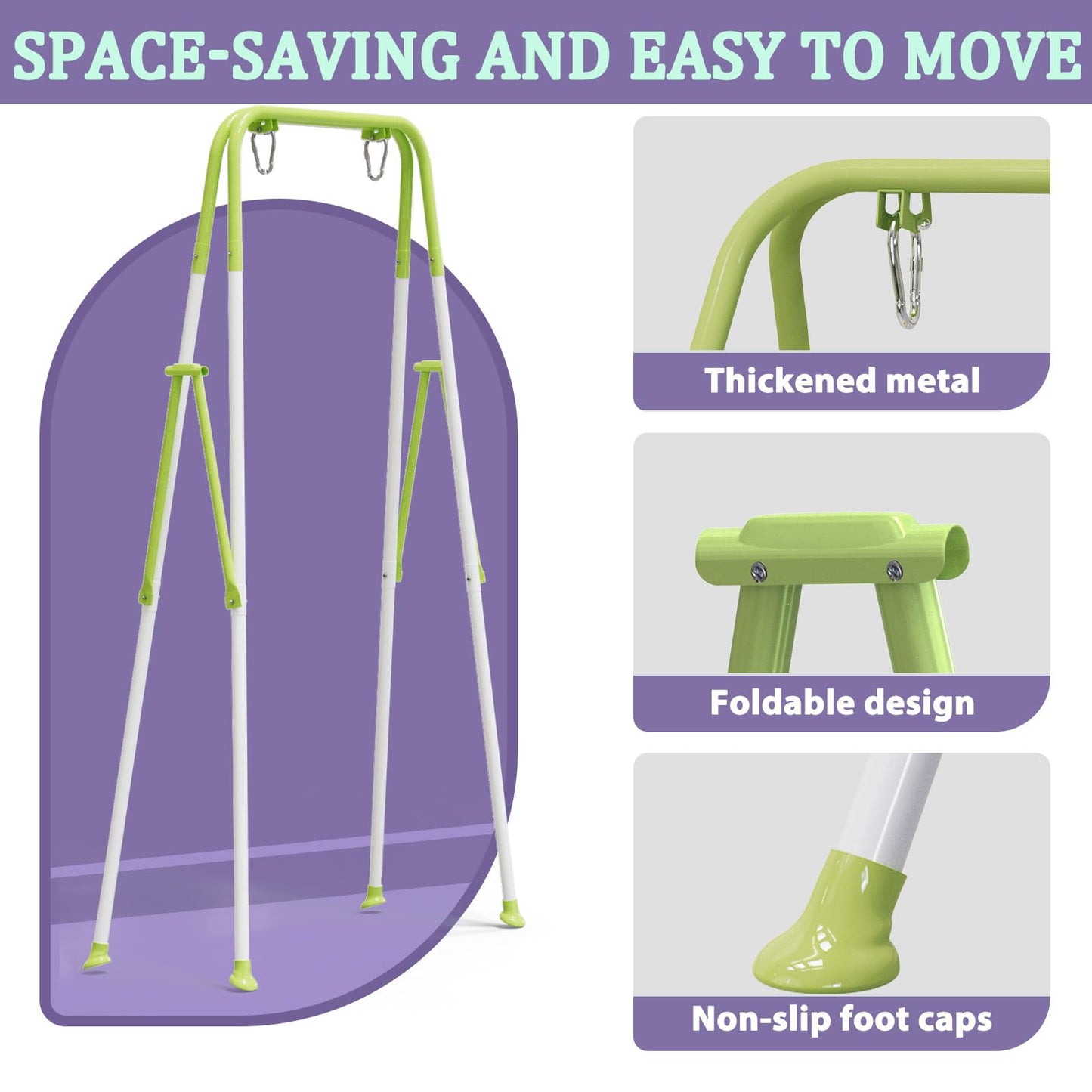 JWPEHO 2-in-1 Toddler Swing & Jumper – Foldable Indoor/Outdoor Bouncer with Cushioned Seat (Purple)