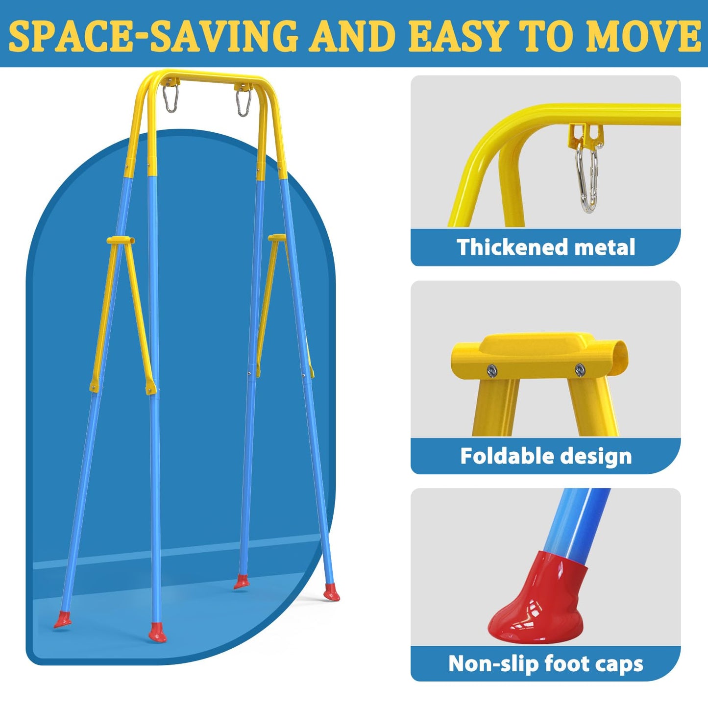 JWPEHOE 2-in-1 Toddler Swing & Jumper – Foldable Frame, Indoor/Outdoor, Blue