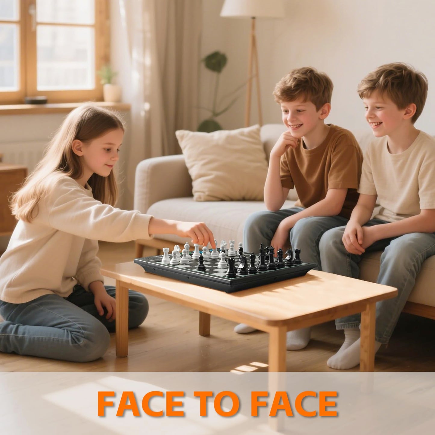 JWSCHESSSUN Advanced Electronic Chess Board | AI Voice Coach, ELO 2200+, Large Magnetic Pieces
