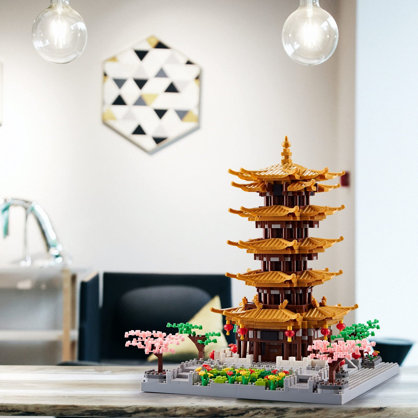 JXRLMB Yellow Crane Tower Micro Building Blocks Set – 2200 Pcs, 6.9 x 6.9 x 8.7 in, 14+