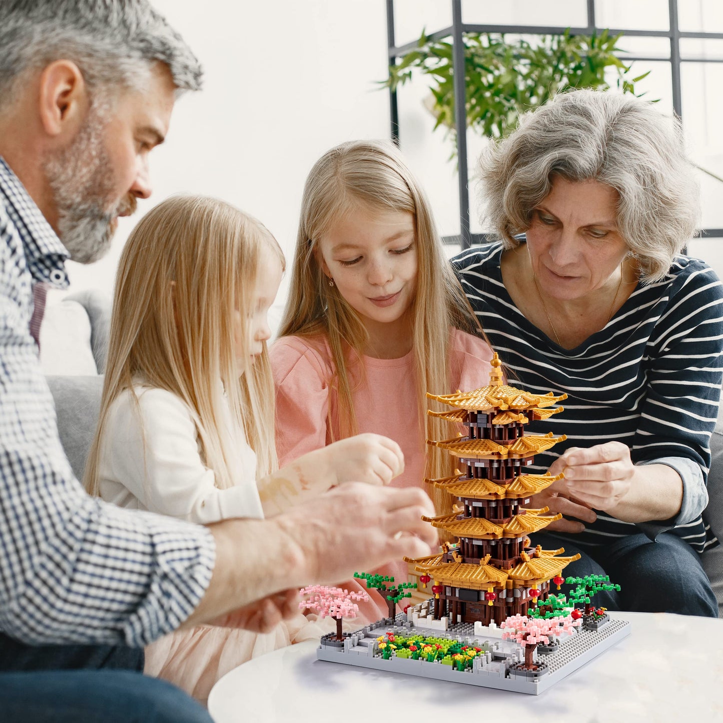 JXRLMB Yellow Crane Tower Micro Building Blocks Set – 2200 Pcs, 6.9 x 6.9 x 8.7 in, 14+