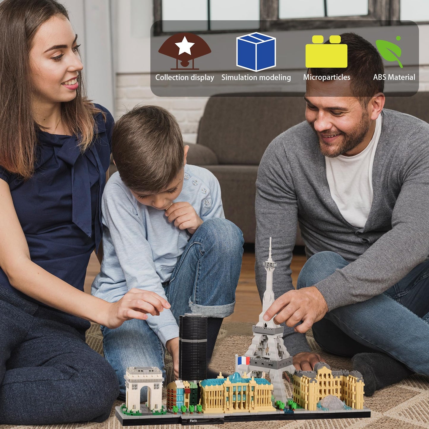 JXRLMB Paris Skyline Micro Building Blocks – 3680 PCS Architecture Kit with Eiffel Tower & Louvre