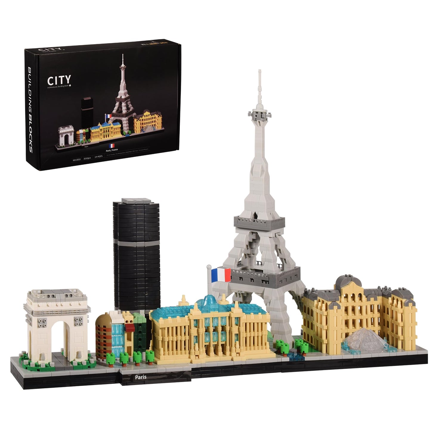 JXRLMB Paris Skyline Micro Building Blocks – 3680 PCS Architecture Kit with Eiffel Tower & Louvre