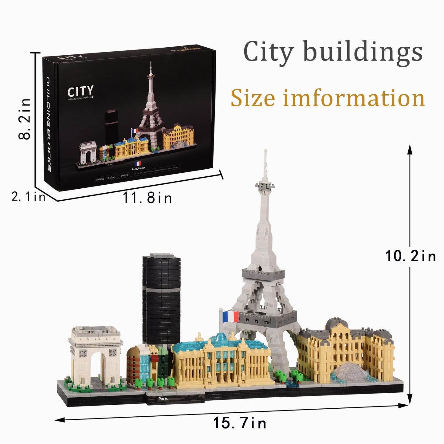 JXRLMB Paris Skyline Micro Building Blocks – 3680 PCS Architecture Kit with Eiffel Tower & Louvre