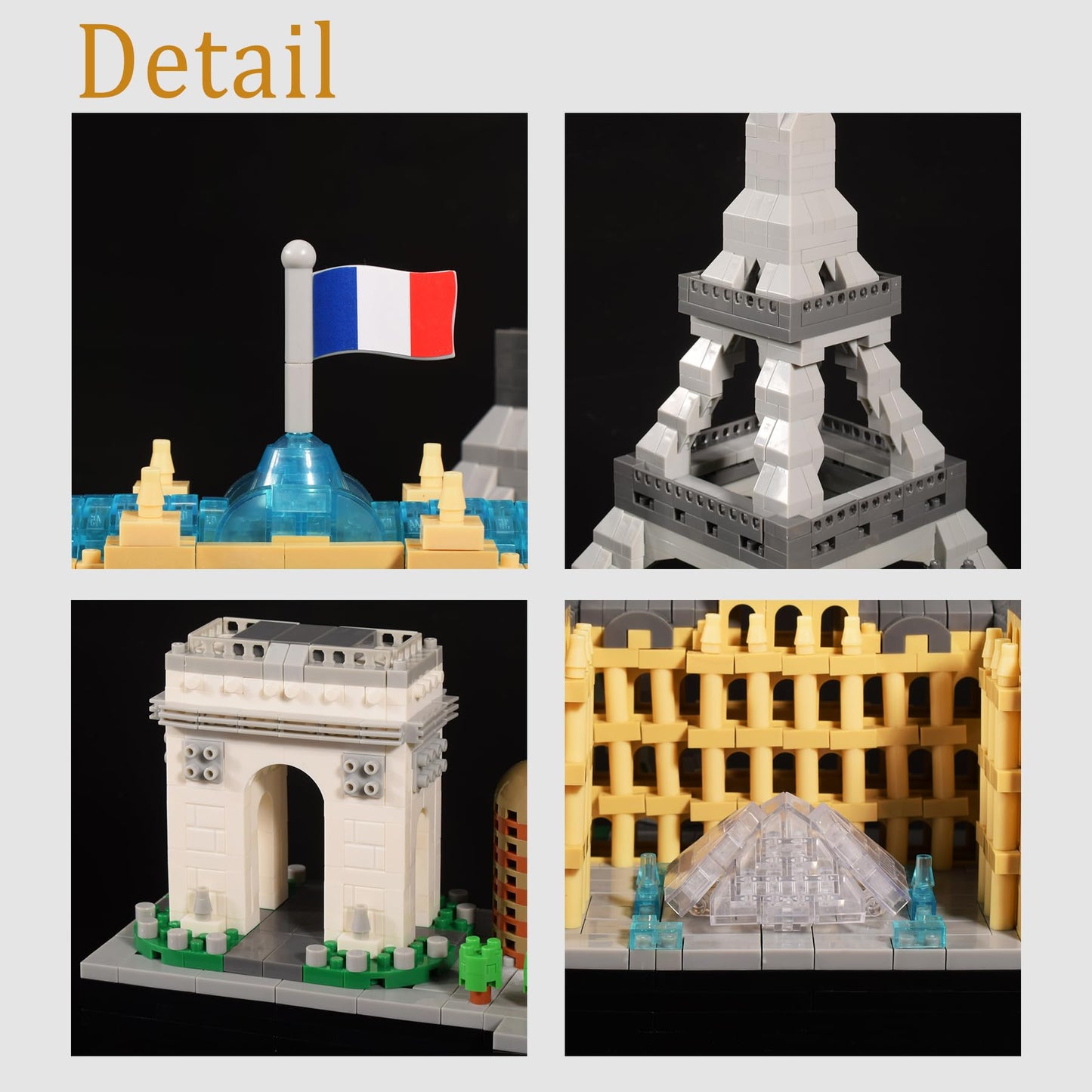 JXRLMB Paris Skyline Micro Building Blocks – 3680 PCS Architecture Kit with Eiffel Tower & Louvre