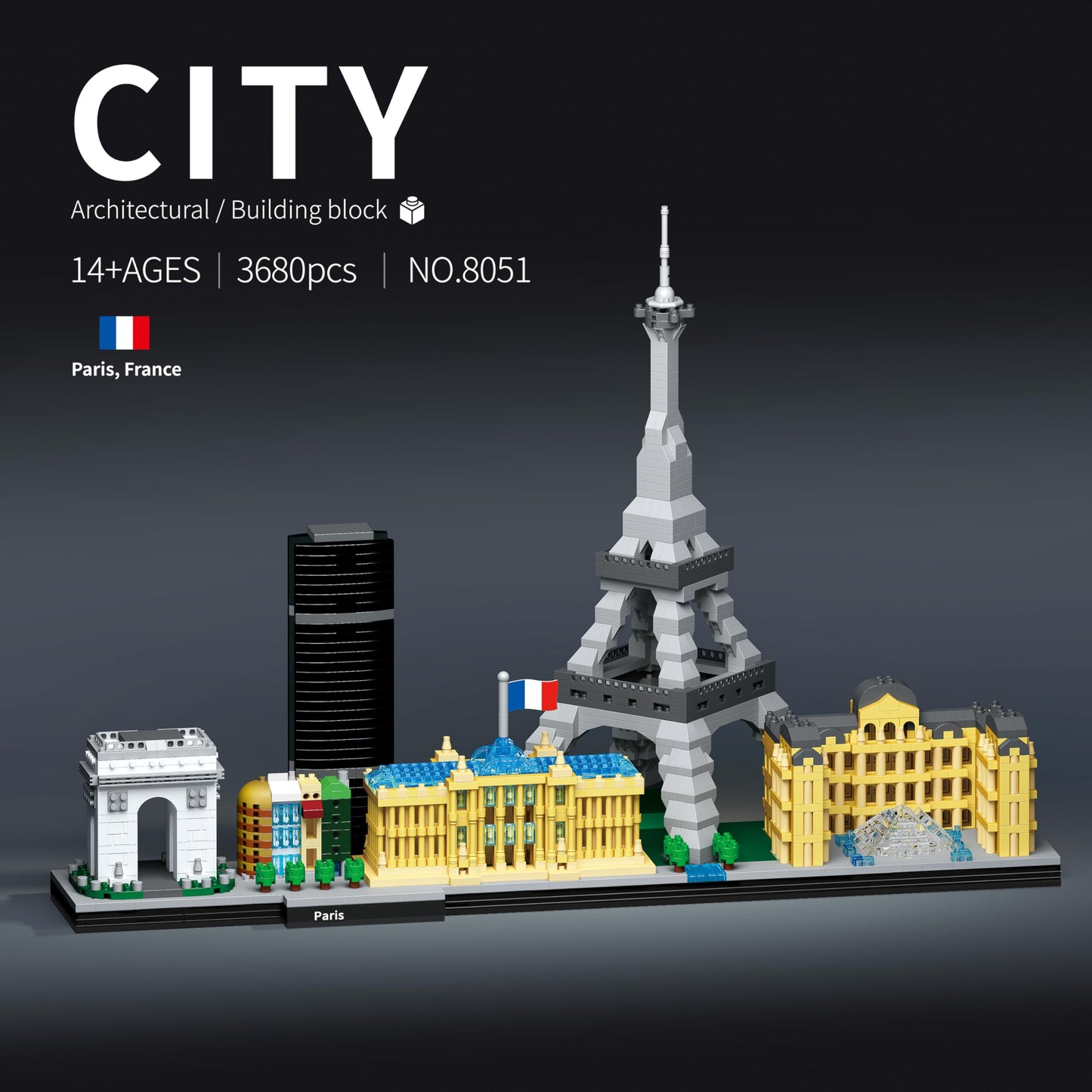 JXRLMB Paris Skyline Micro Building Blocks – 3680 PCS Architecture Kit with Eiffel Tower & Louvre