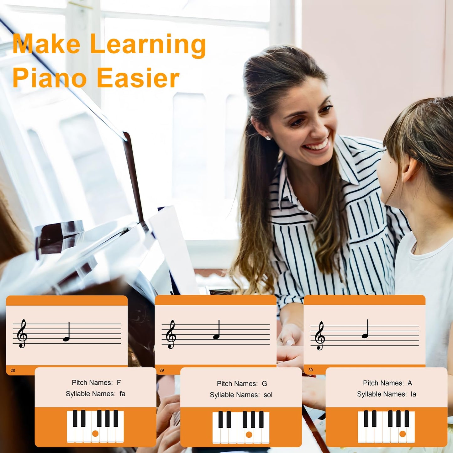 JYCSTE Music Flash Cards – 54 Piano Notes & Theory for Keyboard Learning