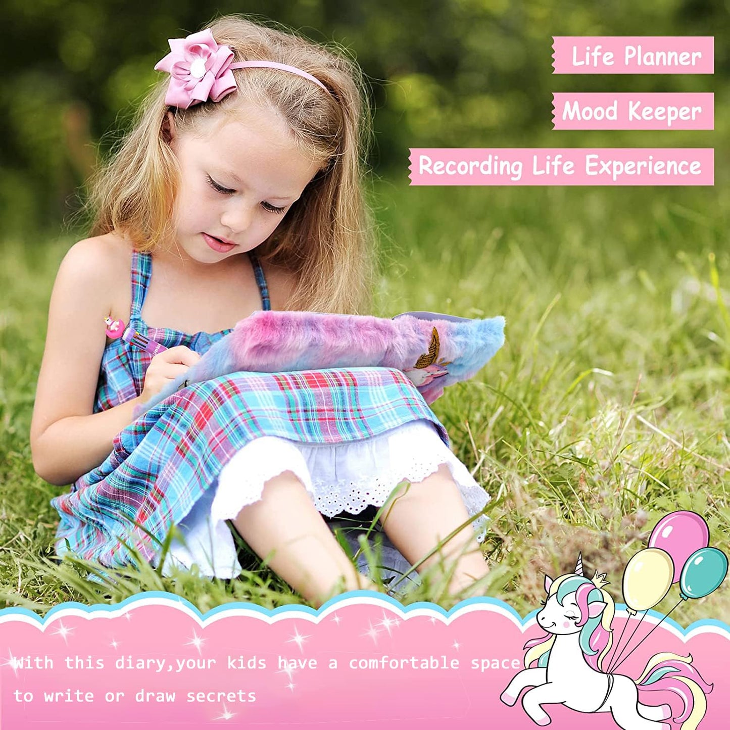 JYPLKCMT Fluffy Diary with Lock for Girls – Secret Journal Gift