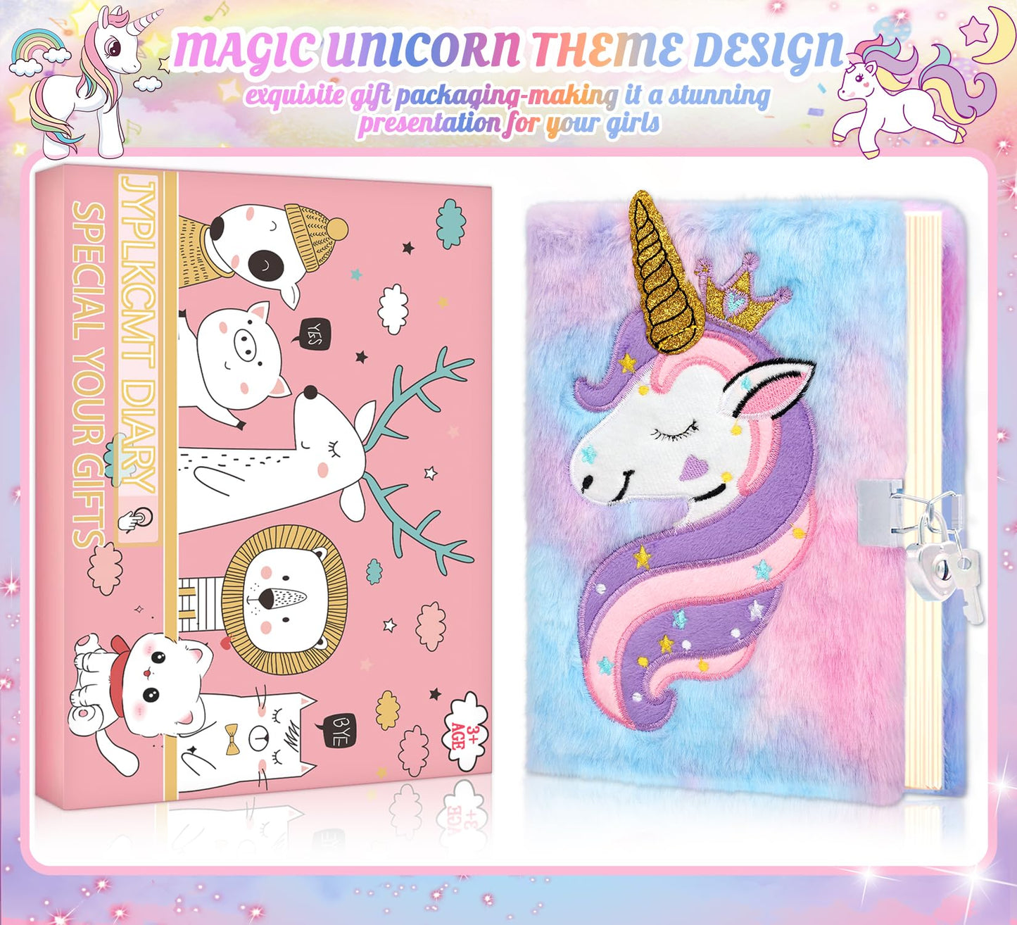 JYPLKCMT Fluffy Diary with Lock for Girls – Secret Journal Gift