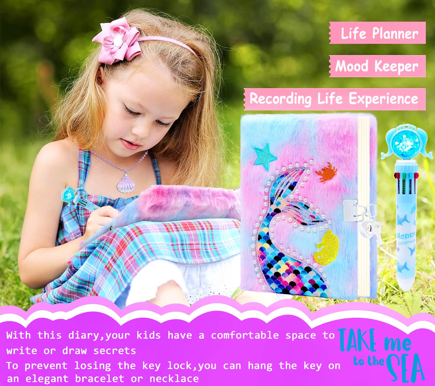 JYPLKCMT Fluffy Diary with Lock for Girls 6-12 | Plush Secret Notebook