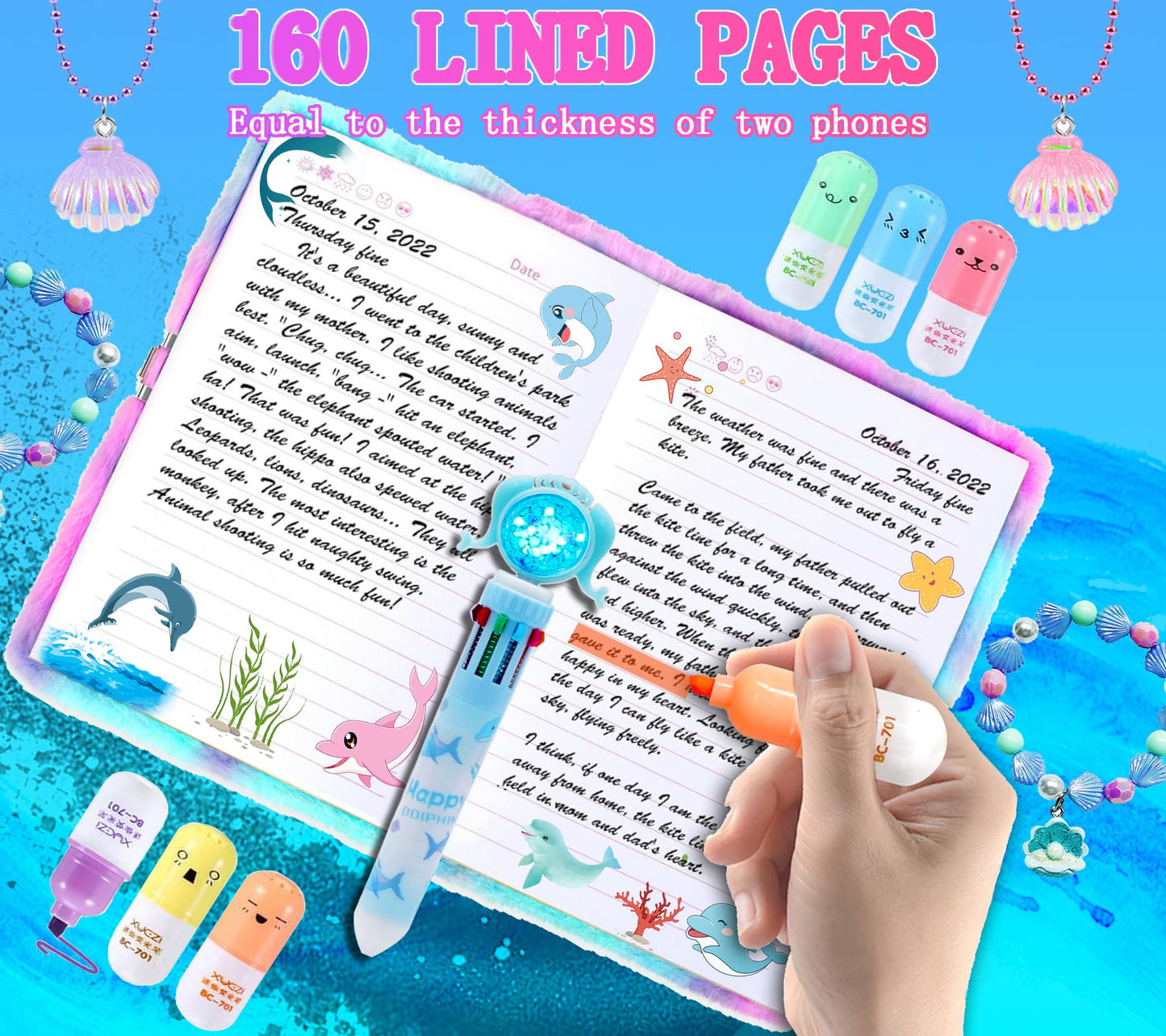 JYPLKCMT Fluffy Diary with Lock for Girls 6-12 | Plush Secret Notebook
