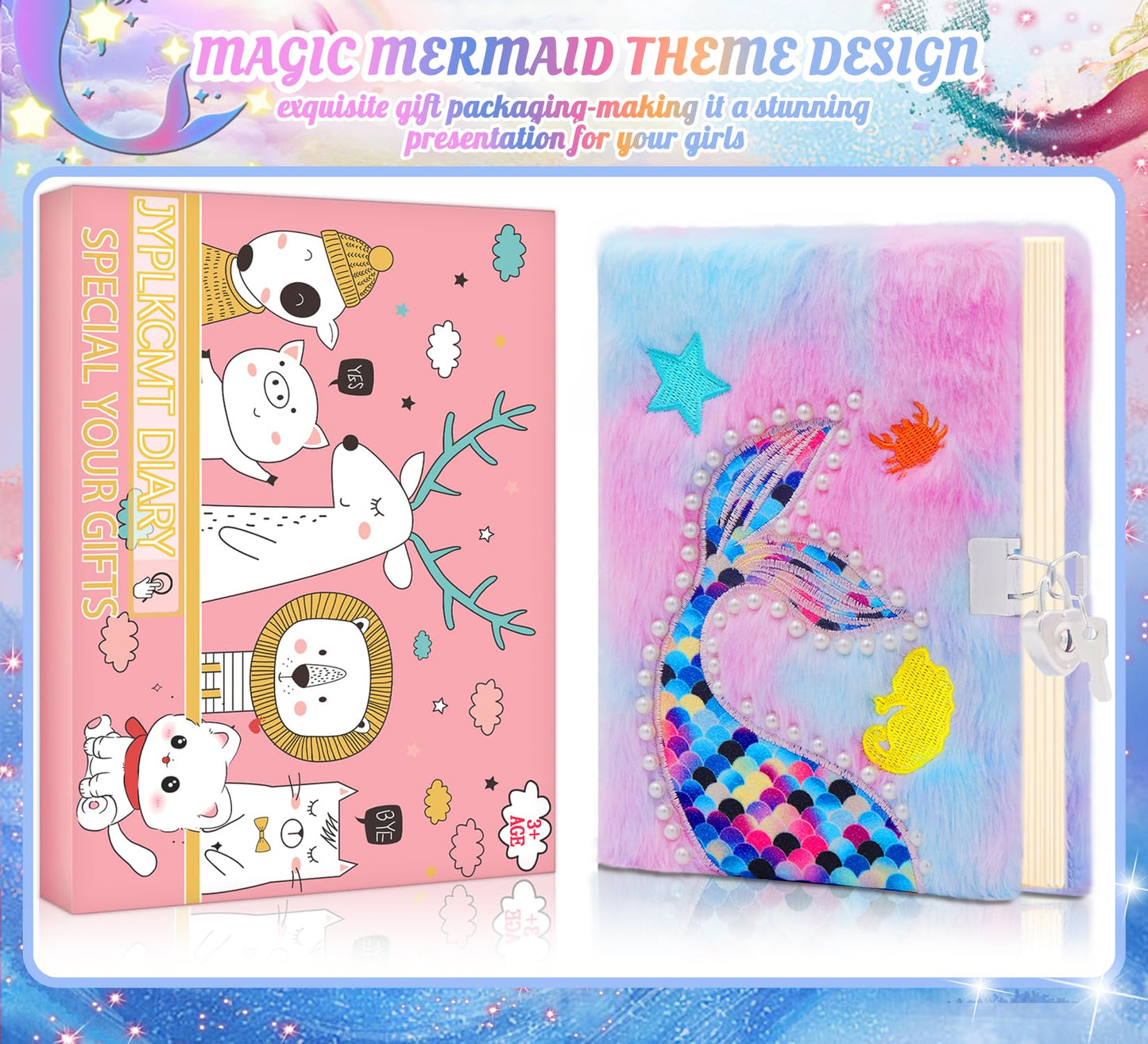 JYPLKCMT Fluffy Diary with Lock for Girls 6-12 | Plush Secret Notebook