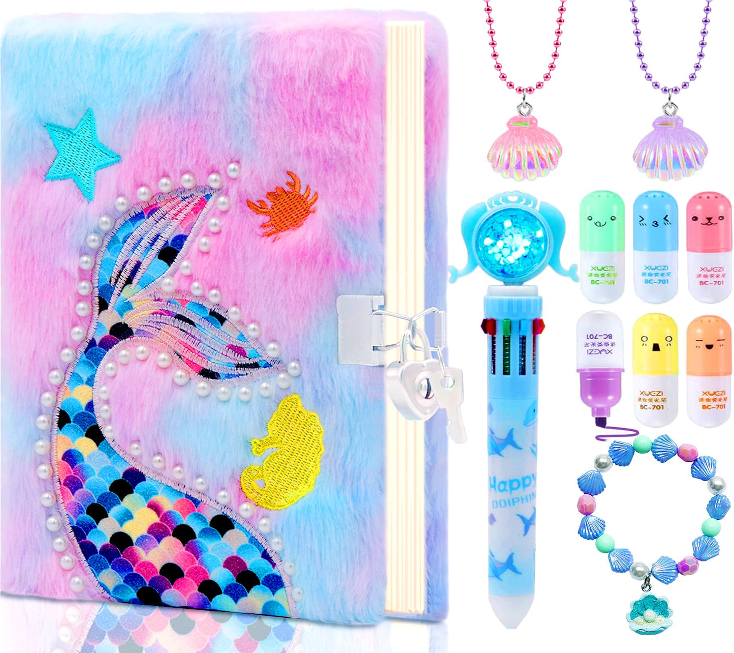 JYPLKCMT Fluffy Diary with Lock for Girls 6-12 | Plush Secret Notebook