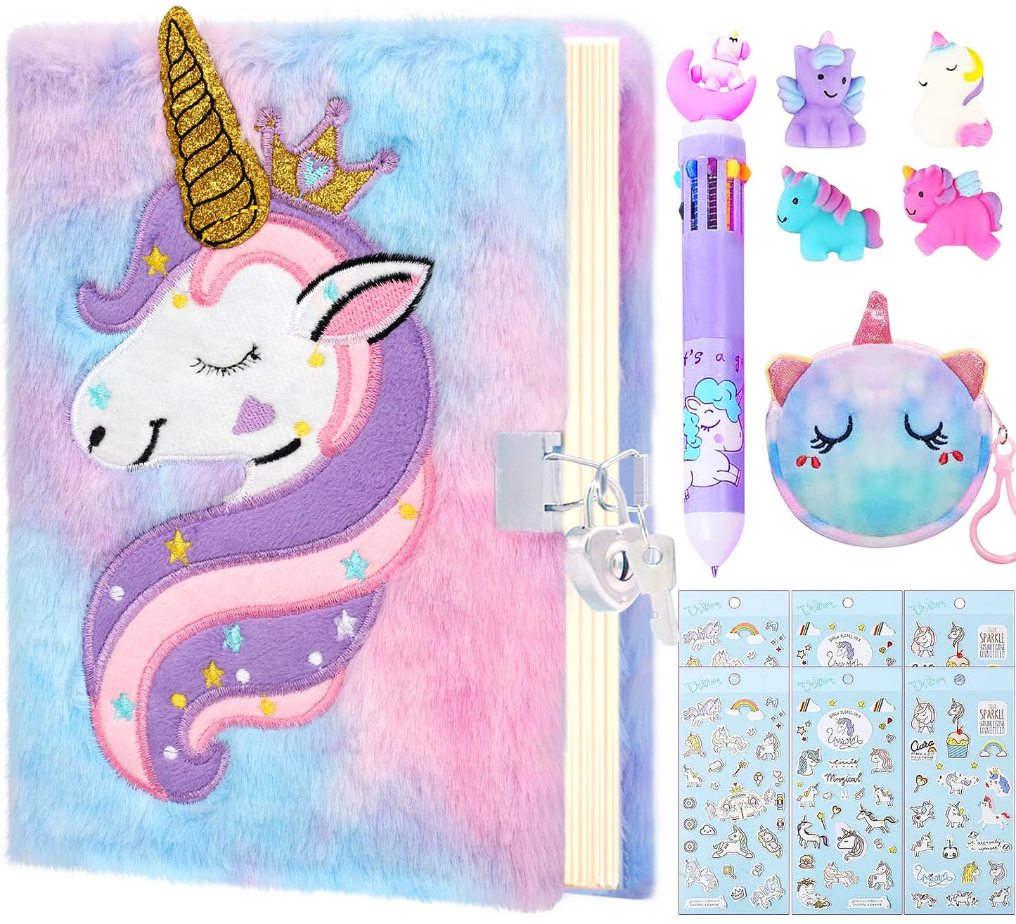 JYPLKCMT Fluffy Diary with Lock for Girls – Secret Journal Gift